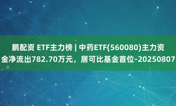 鹏配资 ETF主力榜 | 中药ETF(560080)主力资金净流出782.70万元，居可比基金首位-20250807
